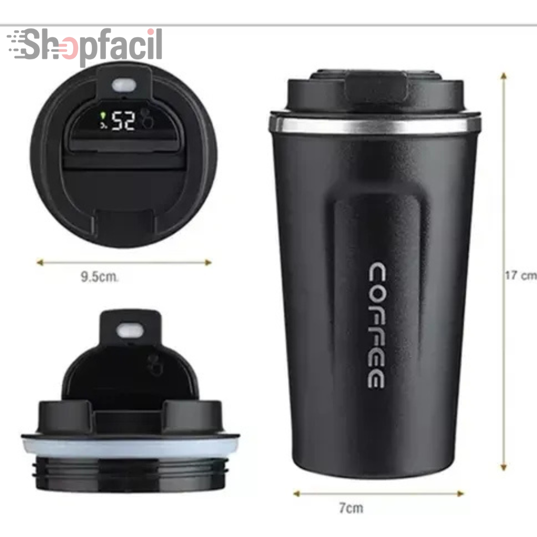 taza térmica digital para café, cerveza y té, taza de acero