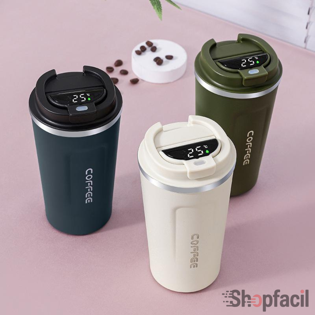 taza térmica digital para café, cerveza y té, taza de acero
